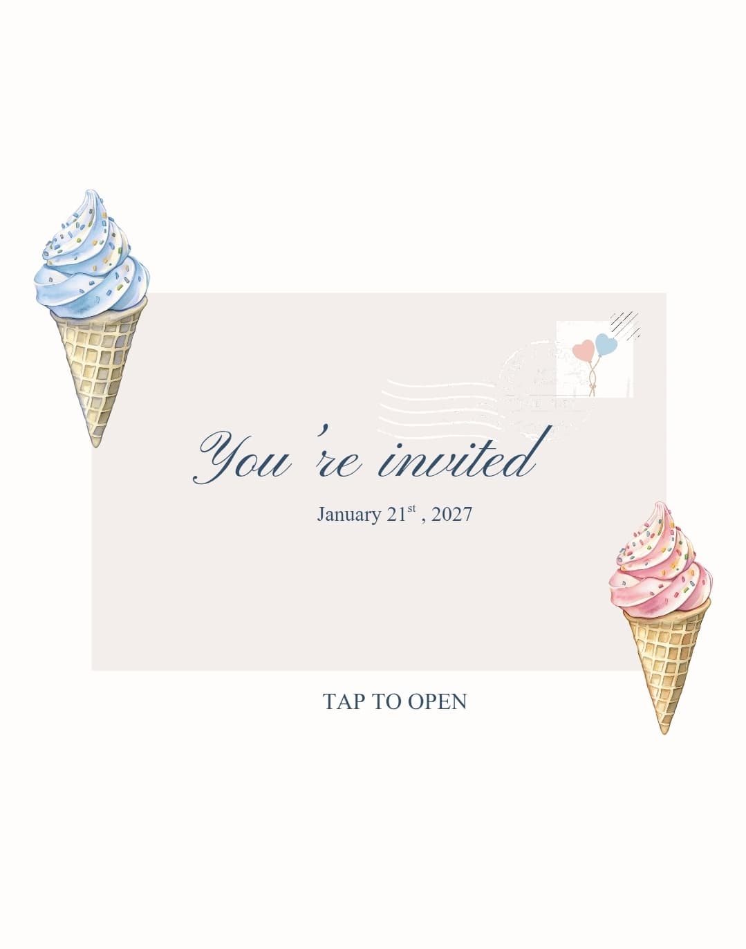 Ice Cream Gender Reveal Invite