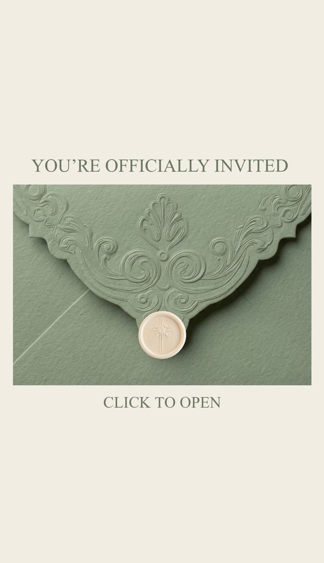 Serene Sage & Sand Baptism Invite